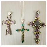 3 Nicky Butler sterling silver crosses s/w semi-