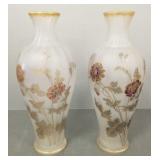 2 antique Pantin Art Nouveau decorated vases (as