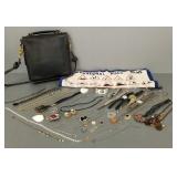 Coach leather bag & gp of costume jewelry incl