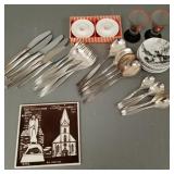 24 pcs MCM stainless flatware & gp misc. porcelain