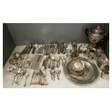 Lg Gp silverplate, etc hollowware & flatware incl.
