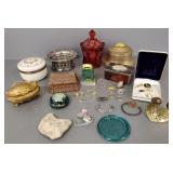 Group vintage dresser items, jewelry incl silver,
