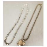 2 sterling caviar style silver necklaces- 1 w/