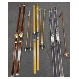3 pr vintage skies & 2 pr poles incl