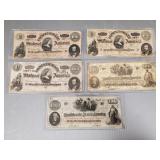 5- $100 pcs Confederate currency
