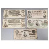 5 pcs Confederate currency incl $500