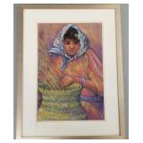 R. Wellems signed mixed media painting- portrait