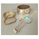 4 pcs sterling silver jewelry : 3 bracelets &