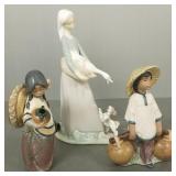 3 Lladro figures incl girl w/ goose & dog 10 3/4"H