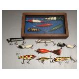12 vint. fishing lures incl side hooks (some