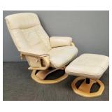 Sweden leather upholstered recliner w/ ottoman