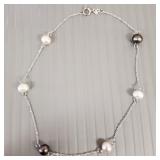 14k white gold & pearl anklet- 1.6g, 9"L