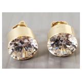 14k gold & large 10mm cz stud earrings- 4.3g