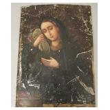 Antique hand painted tin religious retablo-