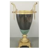 Large ornate mixed metal urn w/ paw feet-