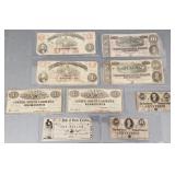 9 pcs Confederate currency incl 50 cent