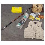 Group fly fishing, etc items incl Pflueger deluxe