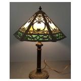 Antique slag glass lamp- 22"H 14" diameter shade-