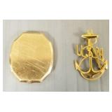 2 pcs gold: 14k watch back 1.7g & 10k anchor