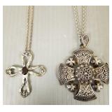 2 silver cross pendants: 950 Jerusalem & Gorham
