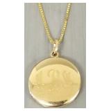 14K gold locket pendant necklace- 5g total- 16"L
