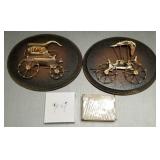 Gp incl 2 mid-century metal car plaques & 2