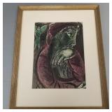 Vintage Chagall original color litho "Job in