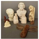 Gp asst. figural sculptures, etc incl 3 pcs carved