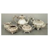 5pc Folgate hand chased silverplate tea set-