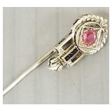 Antique 18K gold stick pin s/w stones- 1.5g