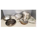 5 pcs All-Clad & 1 Belgique stainless, etc