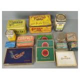 Group vintage tins, spice containers, etc