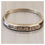 Vintage 14k white gold natural diamond ring band-