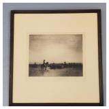 Henry Ziegler pencil signed engraving- cattle