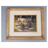 Karen Hableutzel signed oil on board- horses-