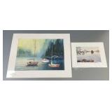 2- L. Backus- MN artist- signed watercolors- lake/