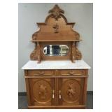 Fancy Antique Victorian carved oak sideboard w/