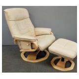 Sweden leather upholstered recliner w/ ottoman