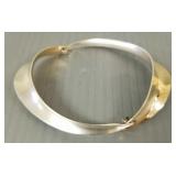 Designer signed sterling silver & 14K gold hinged