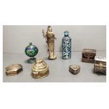 8 miniature boxes incl 2 enameled, some sterling-