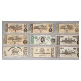 9 pcs Confederate currency incl asst. amounts
