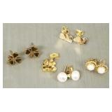 4 pr gold earrings: 14k & 9k w/ some gold backs-