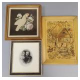 Famed Victorian wool cockatoo needlework picture,