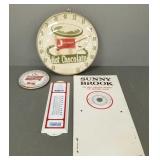 4 advertising thermometers incl beer, whiskey,