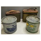 2 vintage minnow buckets & 2 ammo crates