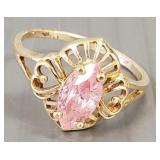 14K gold ring s/w pink marquis stone- 2.3g;