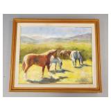 Oil on canvas- horses in pasture- unsigned-