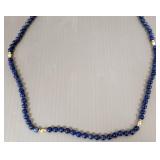 14k gold & lapis bead necklace- 30"L