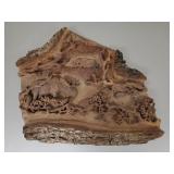 Large Curtis Iverson signed & carved walnut slab