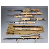 7 antique take down fishing rods incl Shakespeare